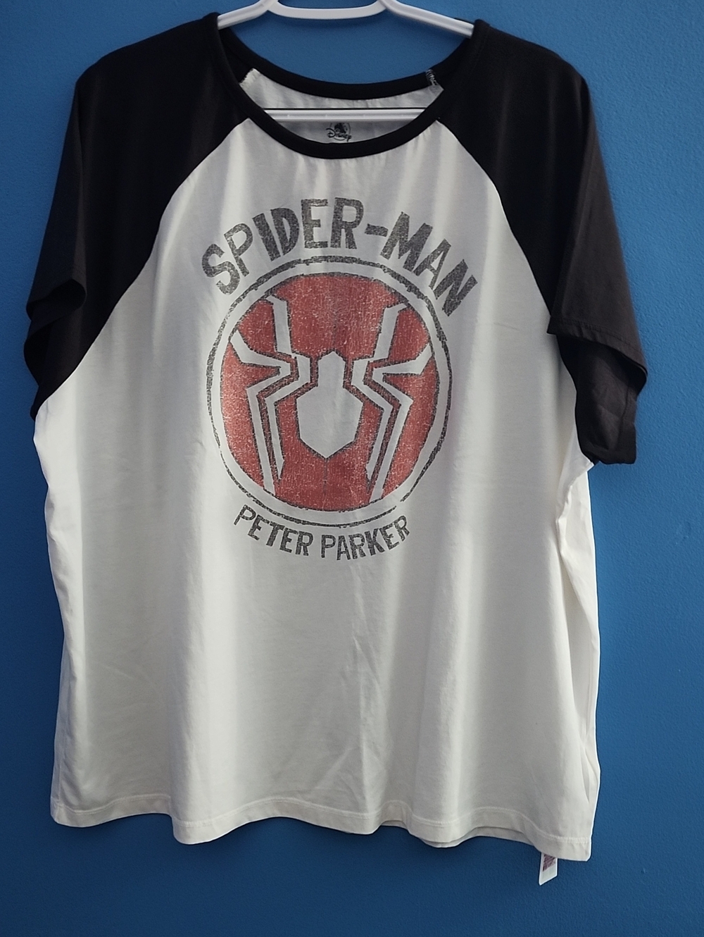 Spider-Man Peter Parker Raglan Tee - White & Black